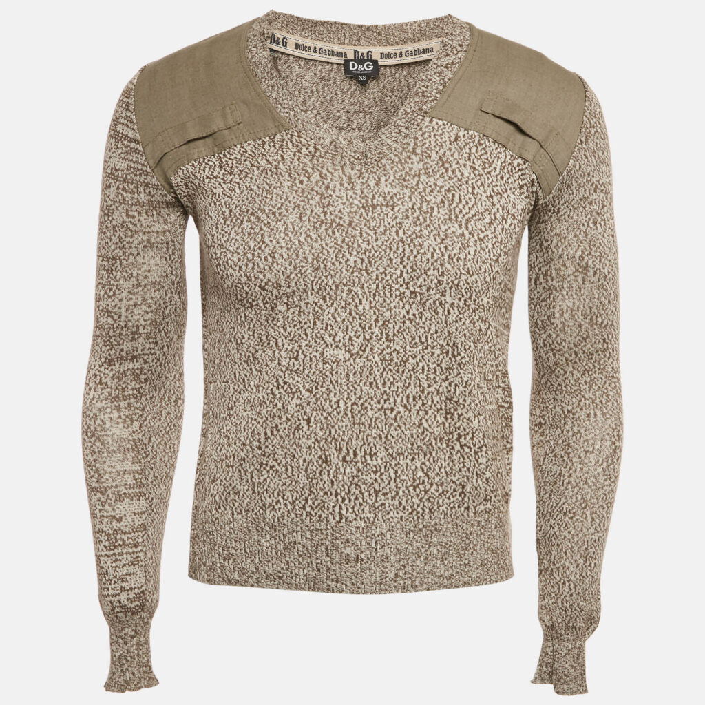 D&G Grey Knit Panel Detail V-Neck Long Sleeve Sweater XS D&G Grey Knit Panel Detail V-Neck Long Sleeve Sweater XS