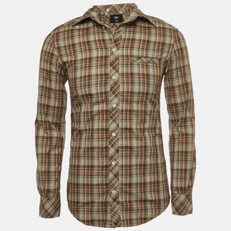 D&G Brad Multicolor Plaid Cotton Button Front Full Sleeve Shirt S D&G Brad Multicolor Plaid Cotton Button Front Full Sleeve Shirt S