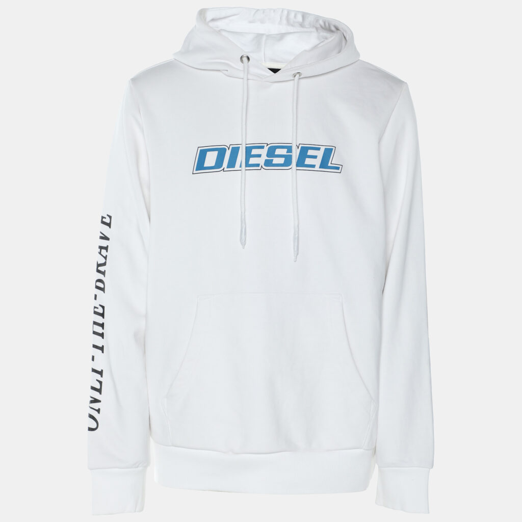 Diesel White Jersey Only The Brave Hoodie M Diesel White Jersey Only The Brave Hoodie M