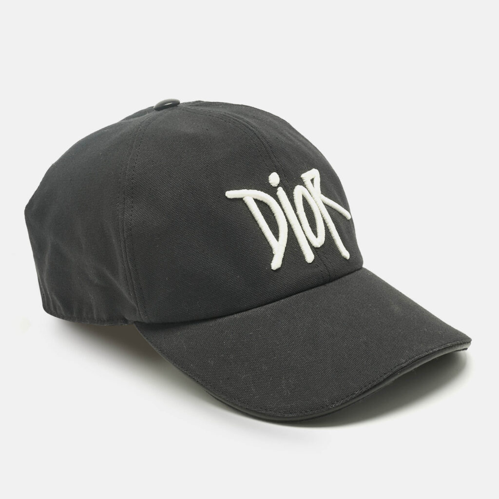 luxury-men-dior-homme-used-accessories-p1242821-003.jpg Dior Homme Black Logo Embroidered Cotton Baseball Cap S