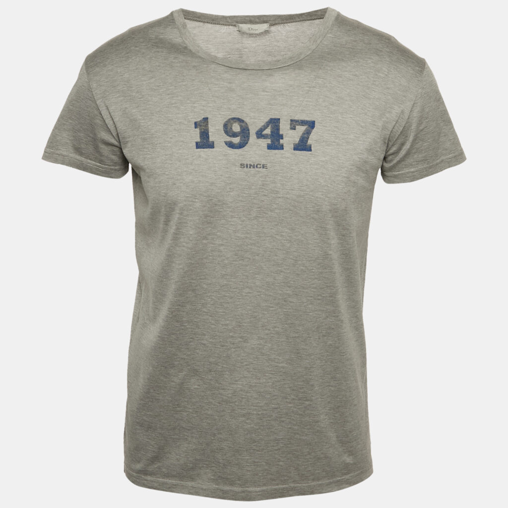 Dior Homme Grey 1947 Print Jersey Crewneck T-Shirt XS Dior Homme Grey 1947 Print Jersey Crewneck T-Shirt XS