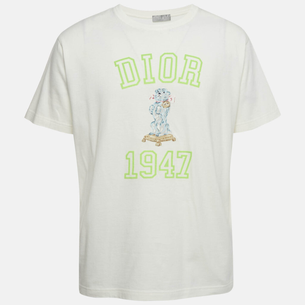 Dior Homme White Bobby 1947 Applique Cotton T-Shirt L Dior Homme White Bobby 1947 Applique Cotton T-Shirt L