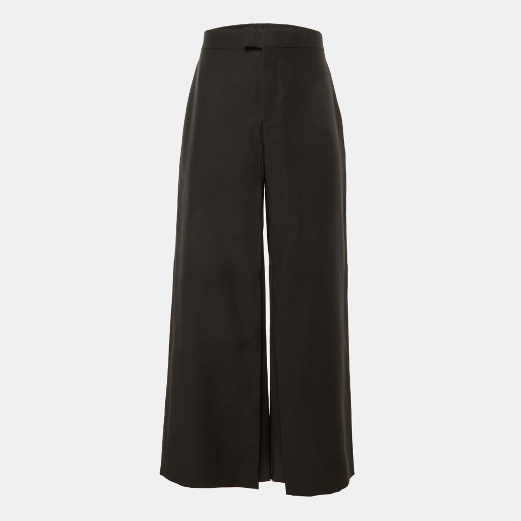 Dior Homme Black Wool & Silk Pleated Flared Pants S