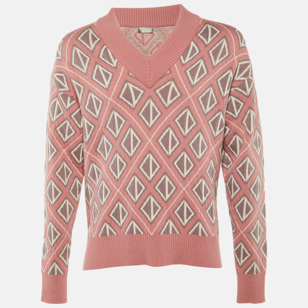 Dior Homme X Cactus Jack Pink CD Diamond Wool & Cashmere Sweater S Dior Homme X Cactus Jack Pink CD Diamond Wool & Cashmere Sweater S