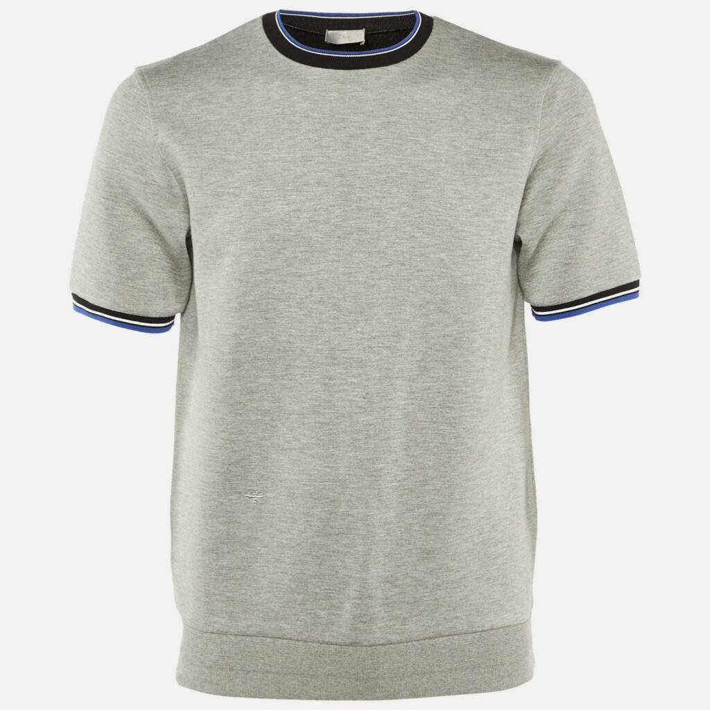 Dior Homme Grey Jersey Contrast Detail Crew Neck T-Shirt M Dior Homme Grey Jersey Contrast Detail Crew Neck T-Shirt M