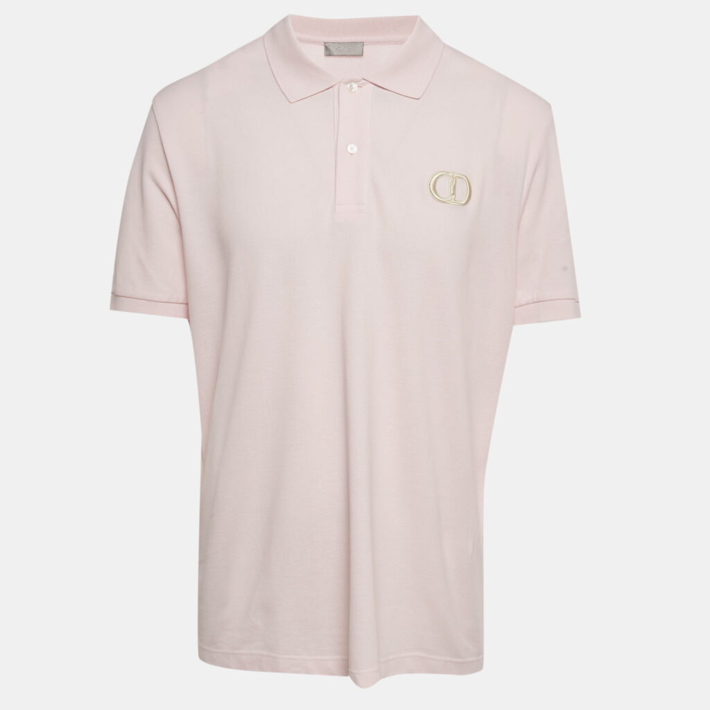 Dior Homme Pink CD Embroidered Pique Polo T-Shirt 3XL Dior Homme Pink CD Embroidered Pique Polo T-Shirt 3XL