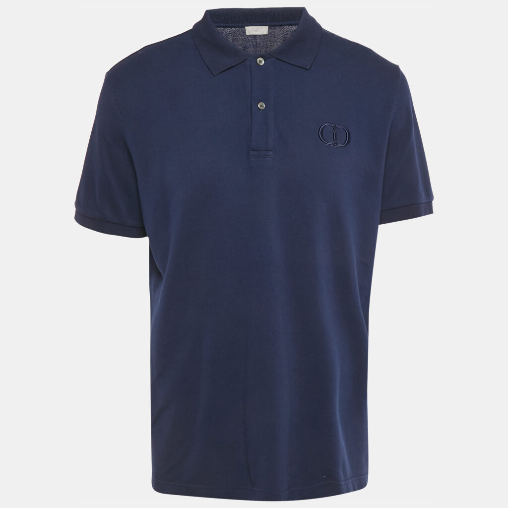 Dior Homme Blue CD Embroidered Pique Polo T-Shirt XXL Dior Homme Blue CD Embroidered Pique Polo T-Shirt XXL