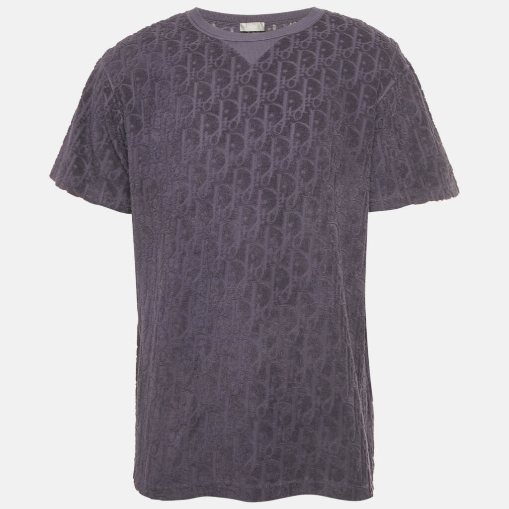 Dior Homme Blue Oblique Terry Cotton Relaxed Fit T-Shirt L