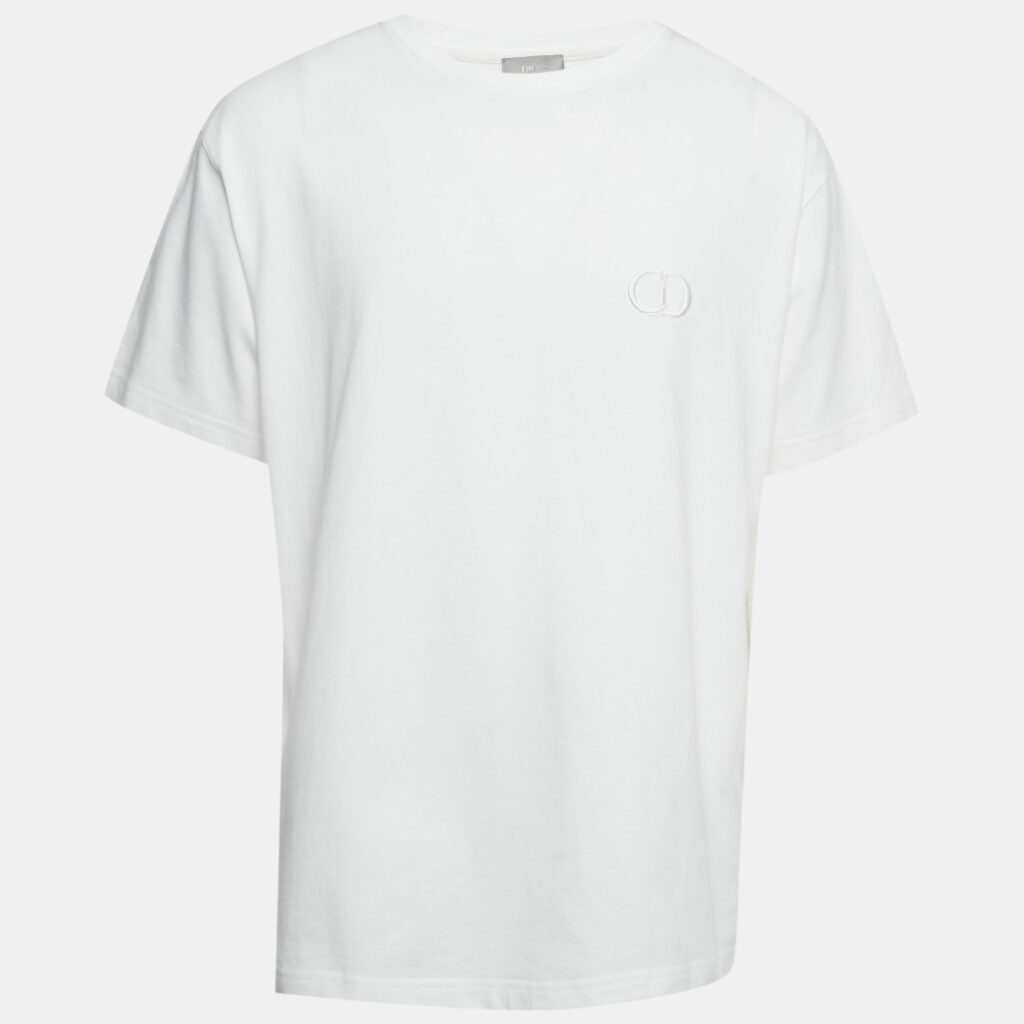 Dior Homme White CD Icon Embroidered Jersey T-Shirt XL Dior Homme White CD Icon Embroidered Jersey T-Shirt XL