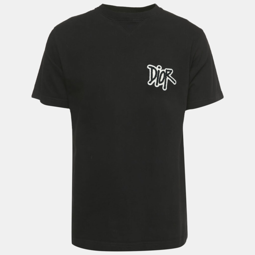 Dior Homme Black Logo Applique Cotton T-Shirt M