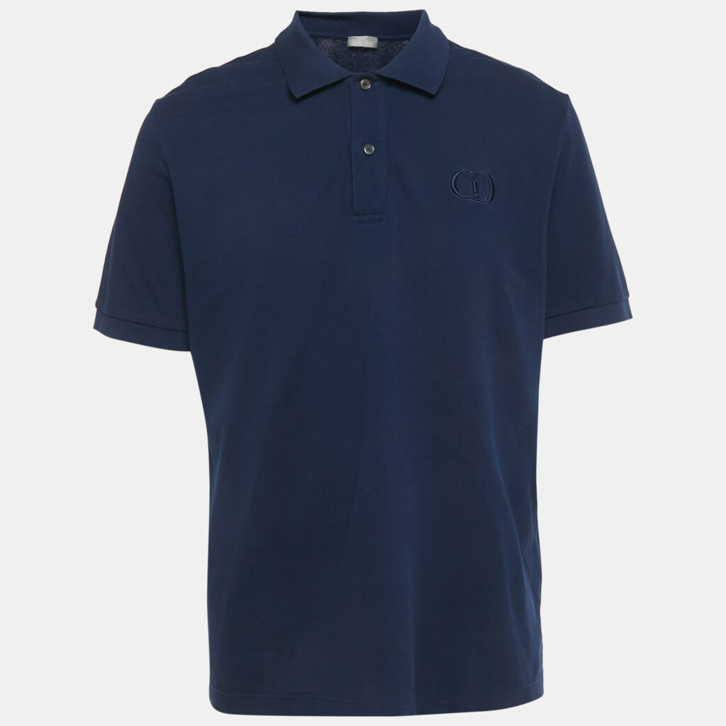 Dior Homme Blue CD Embroidered Pique Polo T-Shirt XXXL