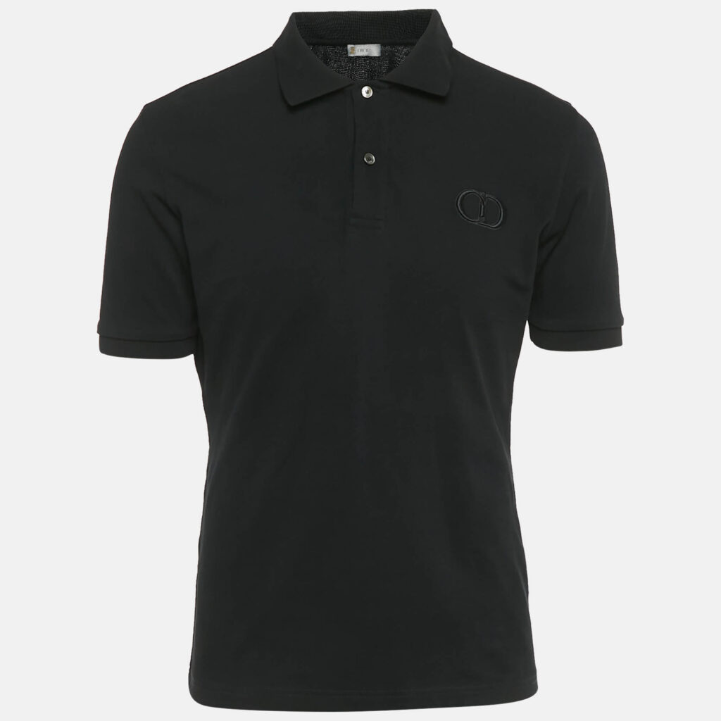 Dior Homme Black CD Embroidered Pique Polo T-Shirt XXL