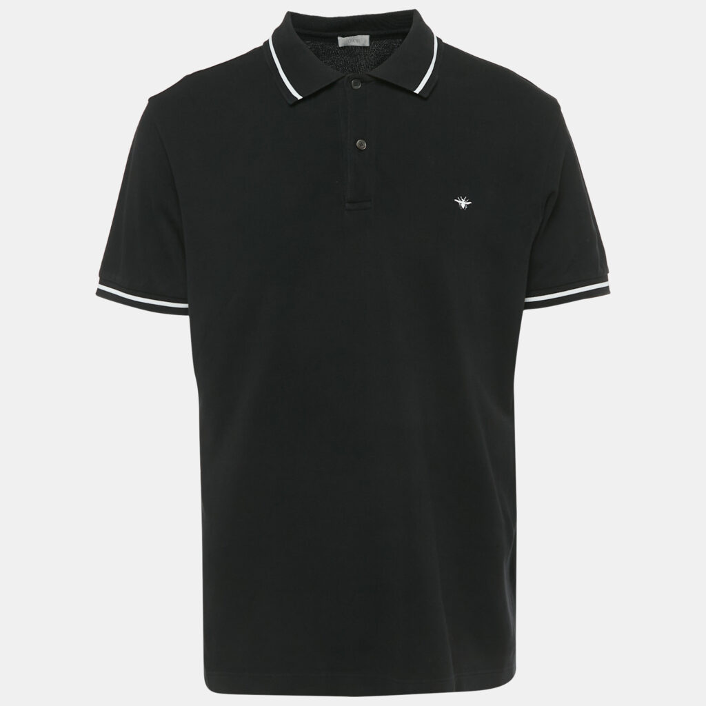 Dior Homme Black Bee Embroidered Pique Polo T-Shirt XXXL Dior Homme Black Bee Embroidered Pique Polo T-Shirt XXXL