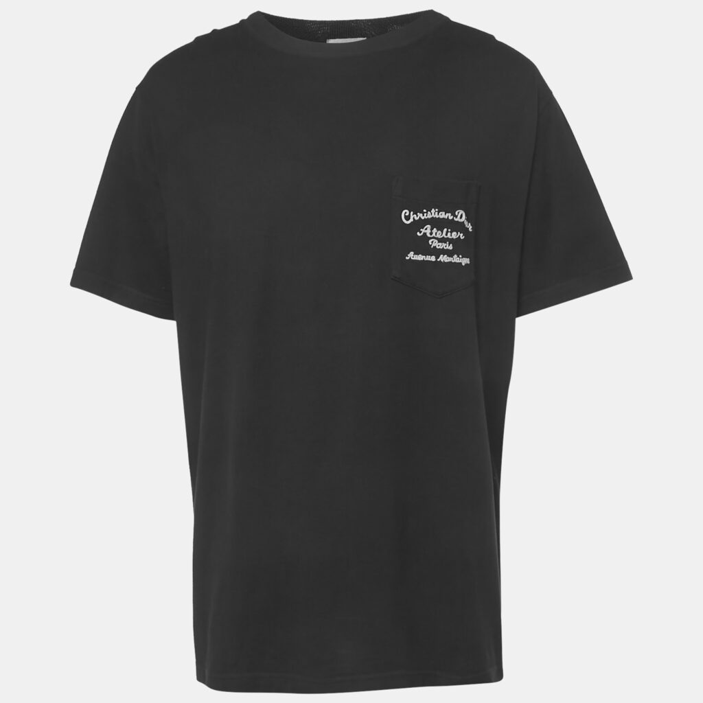 Dior Homme Black Logo Embroidered Jersey T-Shirt XL Dior Homme Black Logo Embroidered Jersey T-Shirt XL