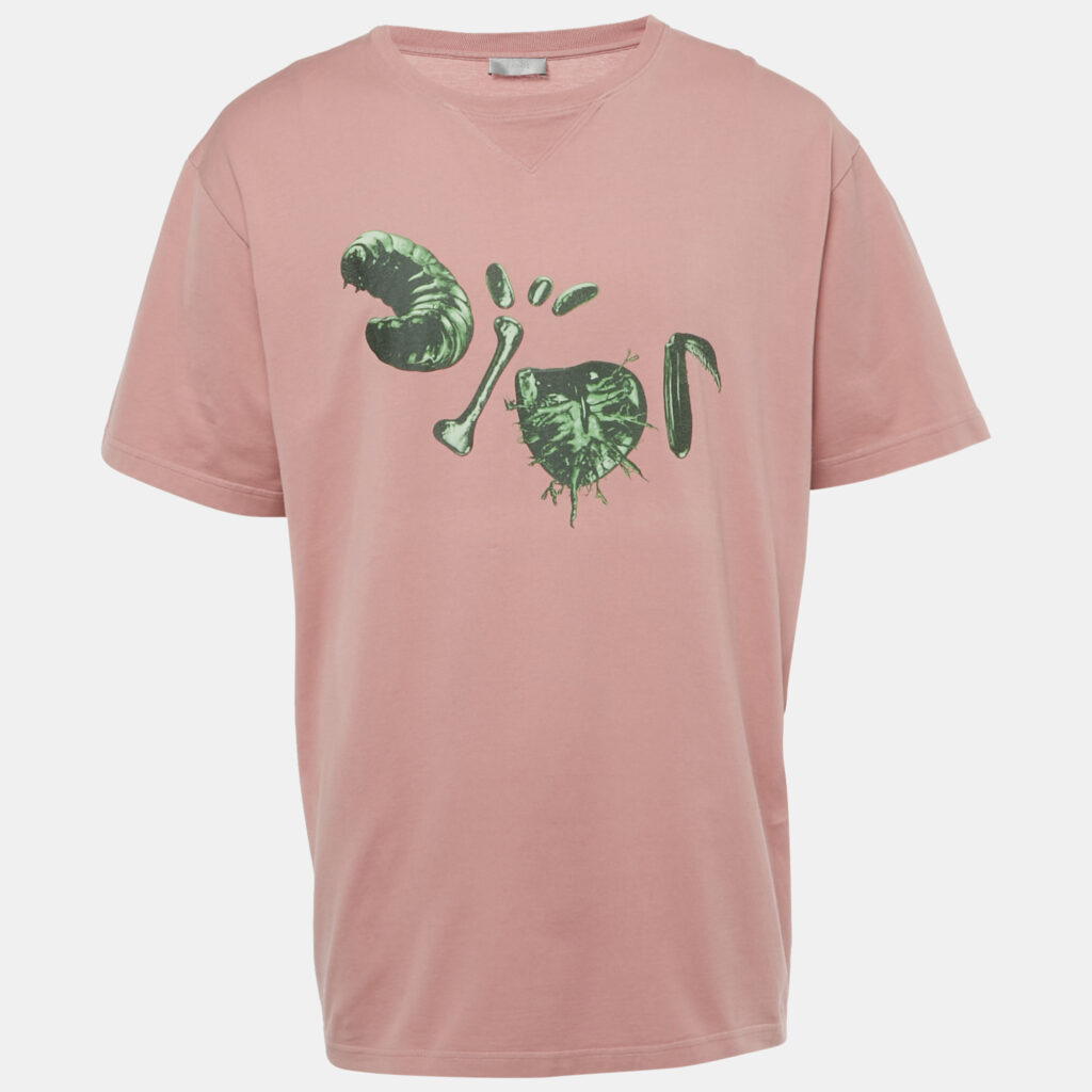 Dior Homme Pink Beatle Logo Print Jersey T-Shirt XL