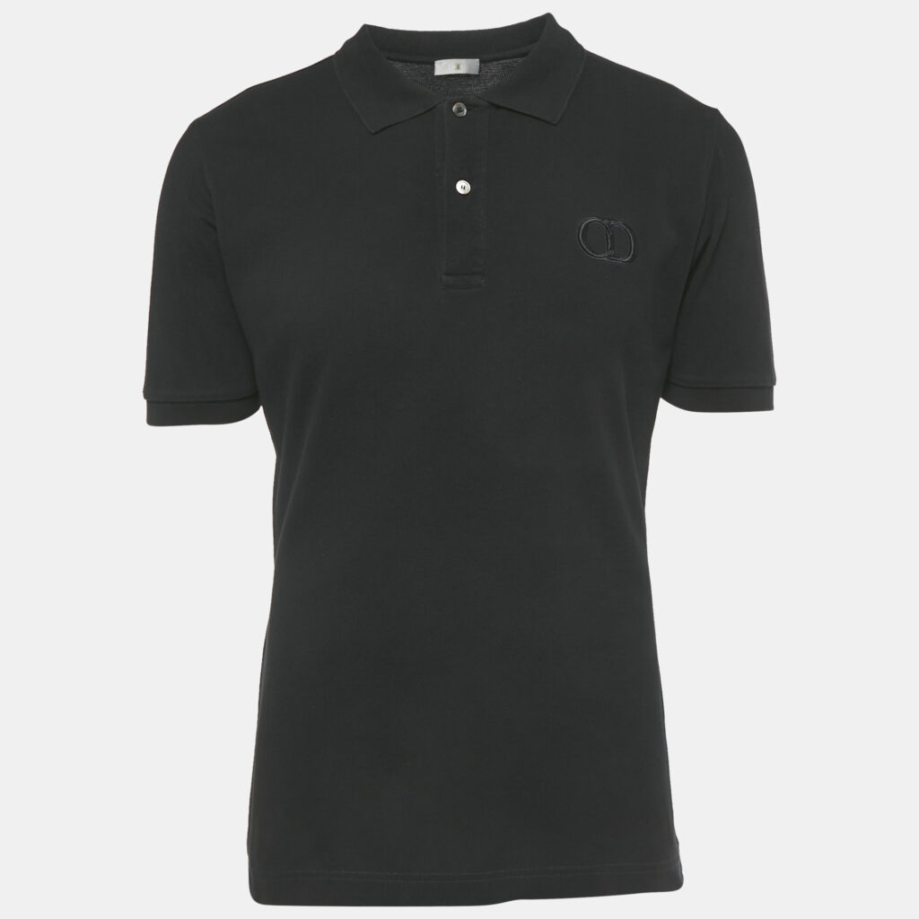 Dior Homme Black CD Icon Embroidered Pique Polo T-Shirt L