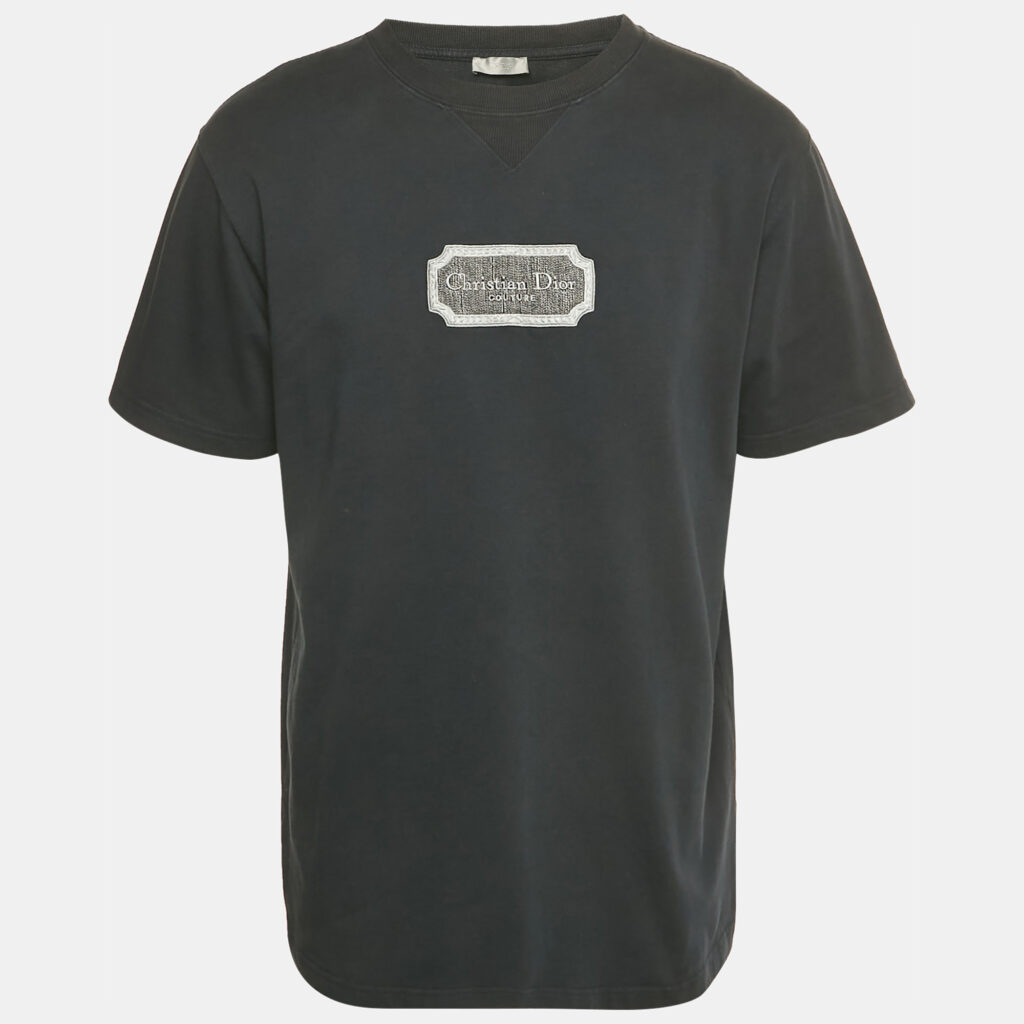 Dior Homme Navy Blue Logo Embroidered Jersey T-Shirt L Dior Homme Navy Blue Logo Embroidered Jersey T-Shirt L