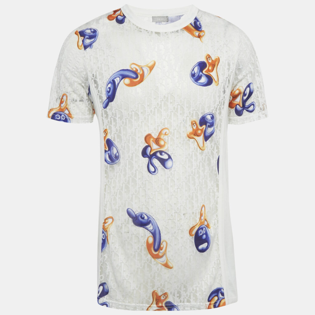Dior Homme White Oblique Sheer Jersey T-Shirt L Dior Homme White Oblique Sheer Jersey T-Shirt L
