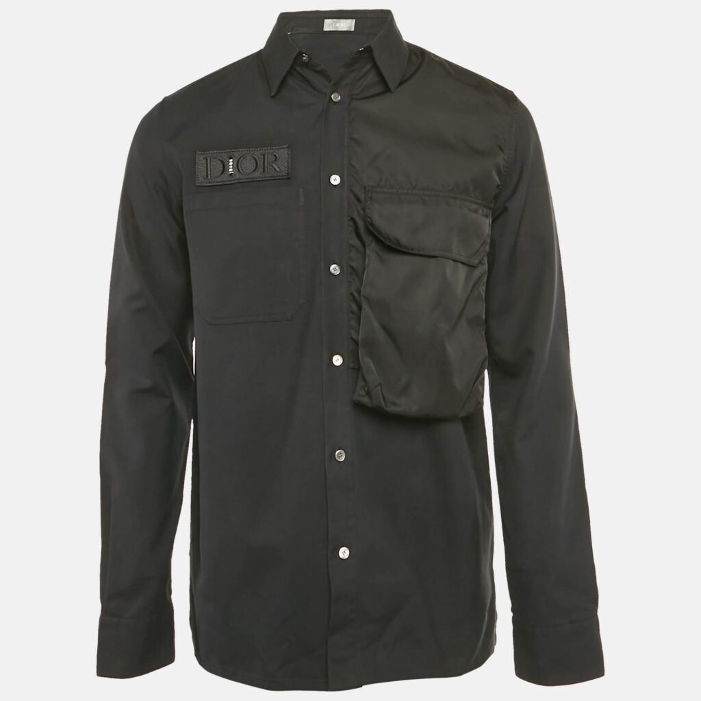 Dior Homme x Sacai Black Cotton and Nylon Long Sleeve Shirt M