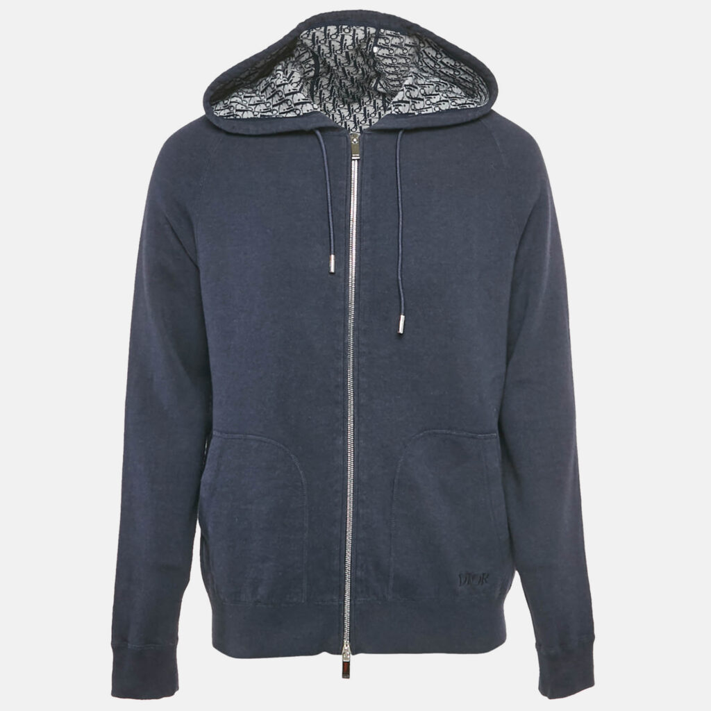 Dior Homme Blue Cotton Zip-Up Hoodie L