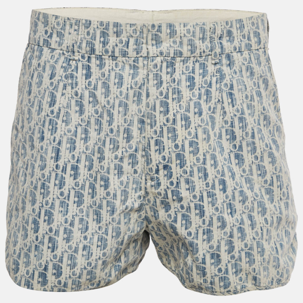 Dior Homme Blue Oblique Cotton Shorts M Dior Homme Blue Oblique Cotton Shorts M