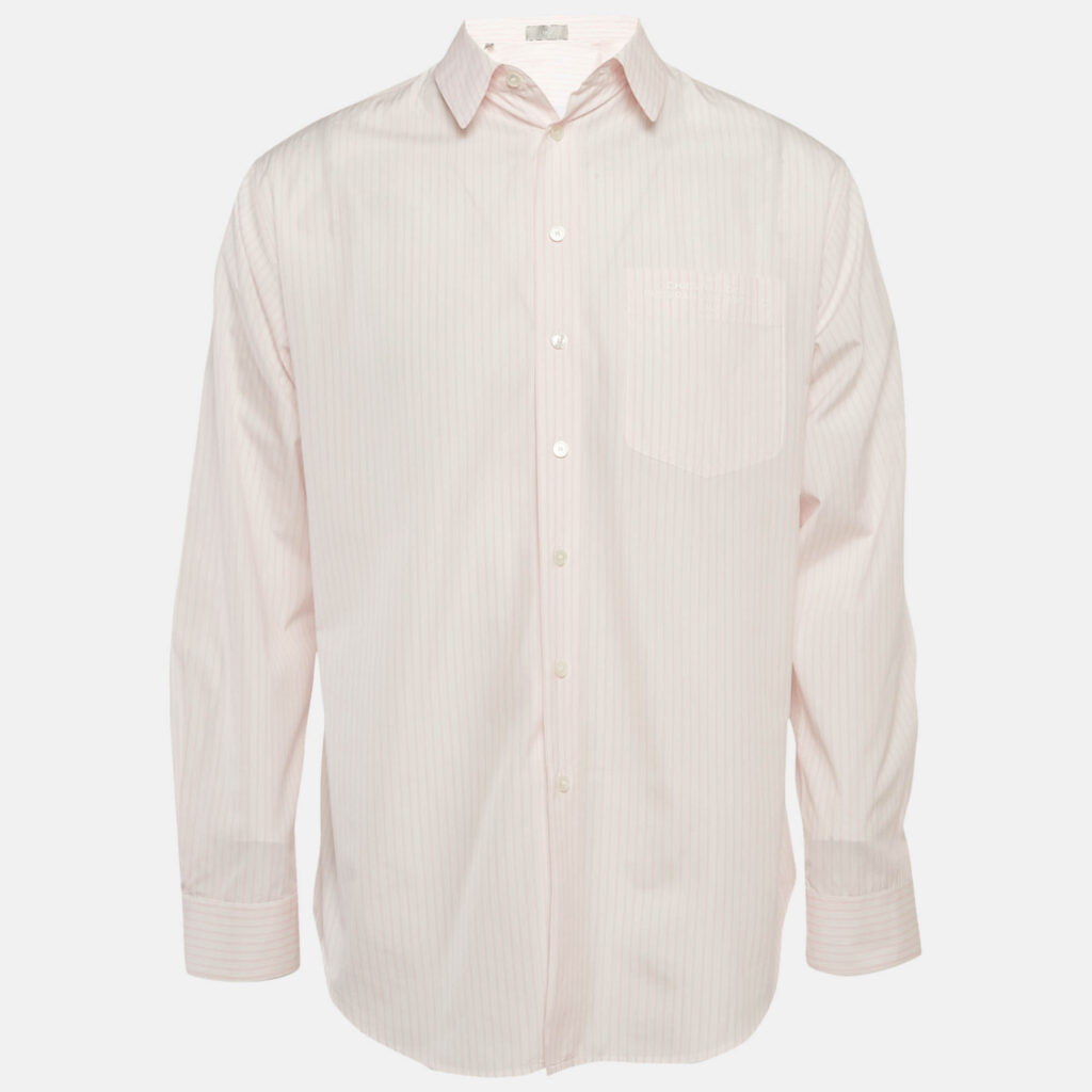 Dior Homme Pink Striped Cotton Long Sleeve Shirt S