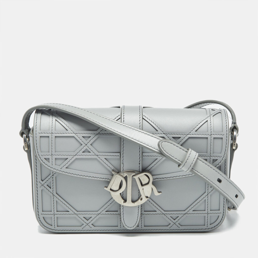 Dior Grey Cosmo Laser Cut Cannage Leather Mini Dior Charm Shoulder Bag Dior Grey Cosmo Laser Cut Cannage Leather Mini Dior Charm Shoulder Bag