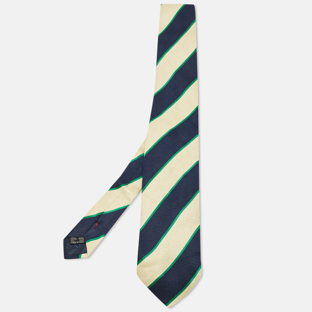 Dior Navy Blue/Cream Diagonal Stripe Silk Tie Dior Navy Blue/Cream Diagonal Stripe Silk Tie