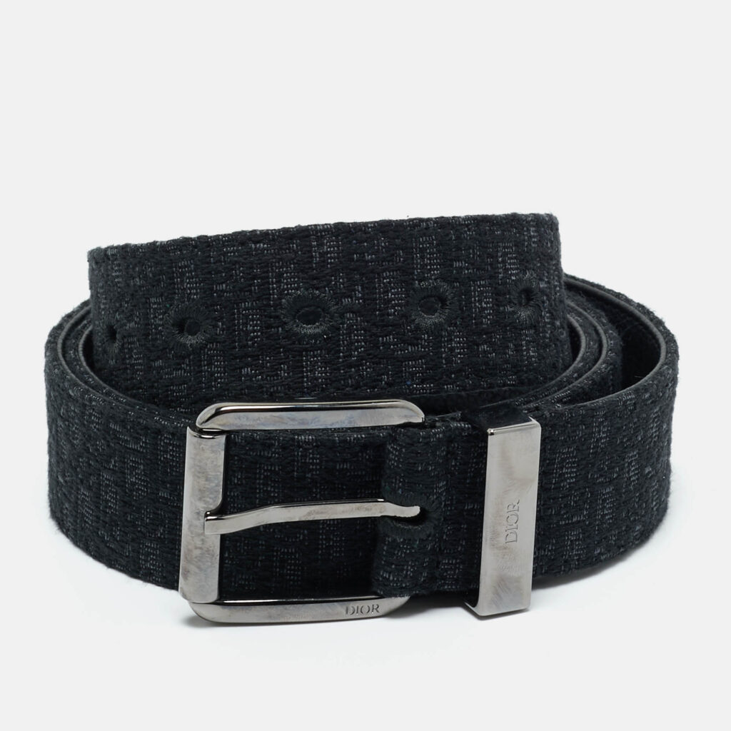 Dior Black Micro Oblique Jacquard Buckle Belt 110CM