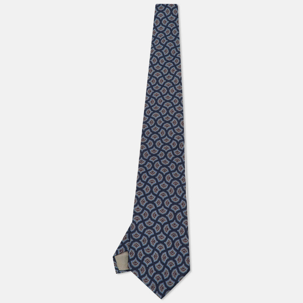 Dior Vintage Navy Blue Printed Silk Tie Dior Vintage Navy Blue Printed Silk Tie