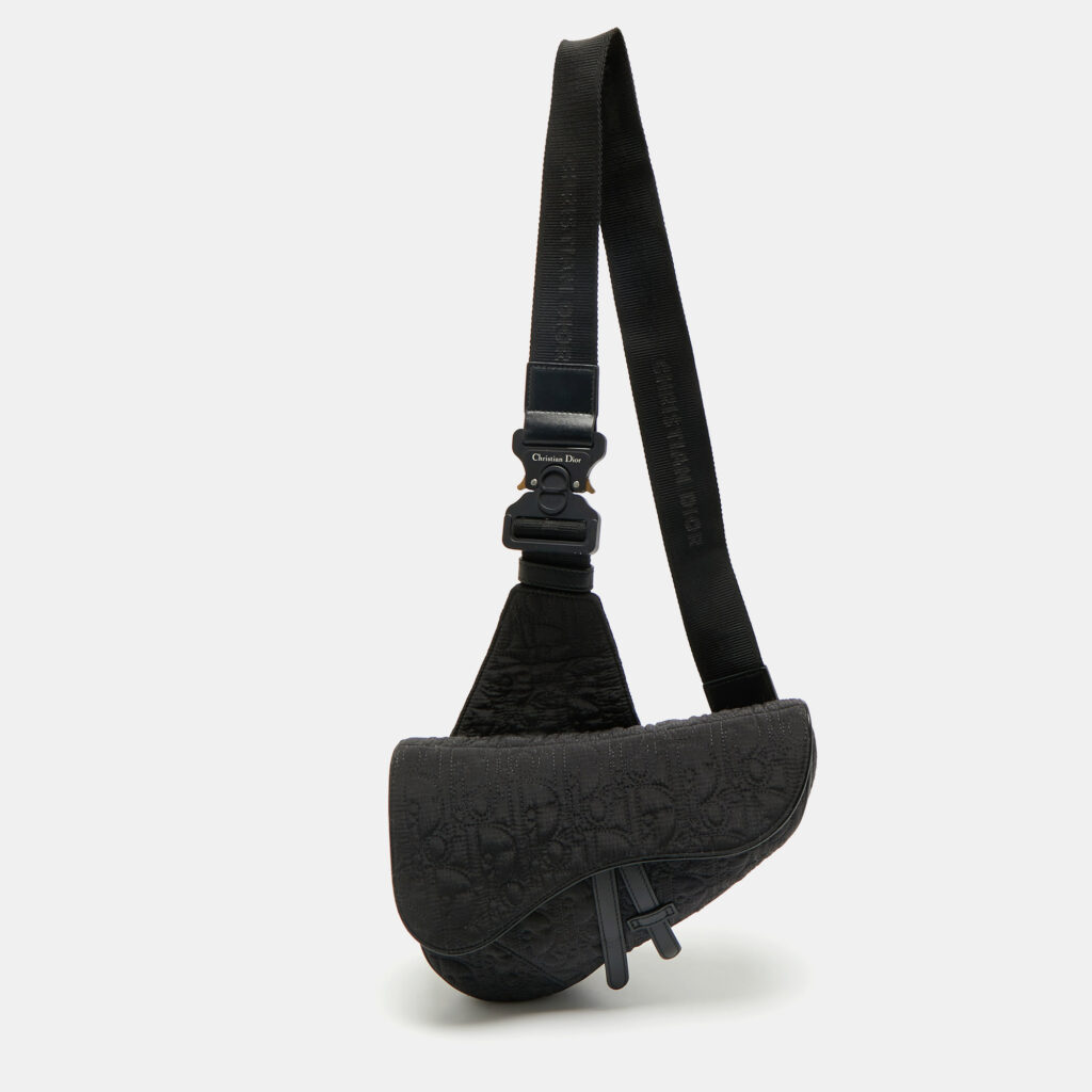 Dior Black Oblique Nylon Saddle Crossbody Bag Dior Black Oblique Nylon Saddle Crossbody Bag