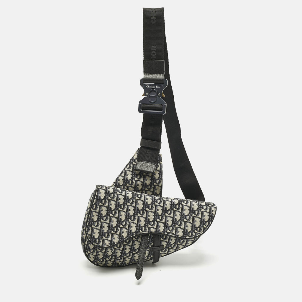 Dior Black Oblique Canvas Saddle Bag
