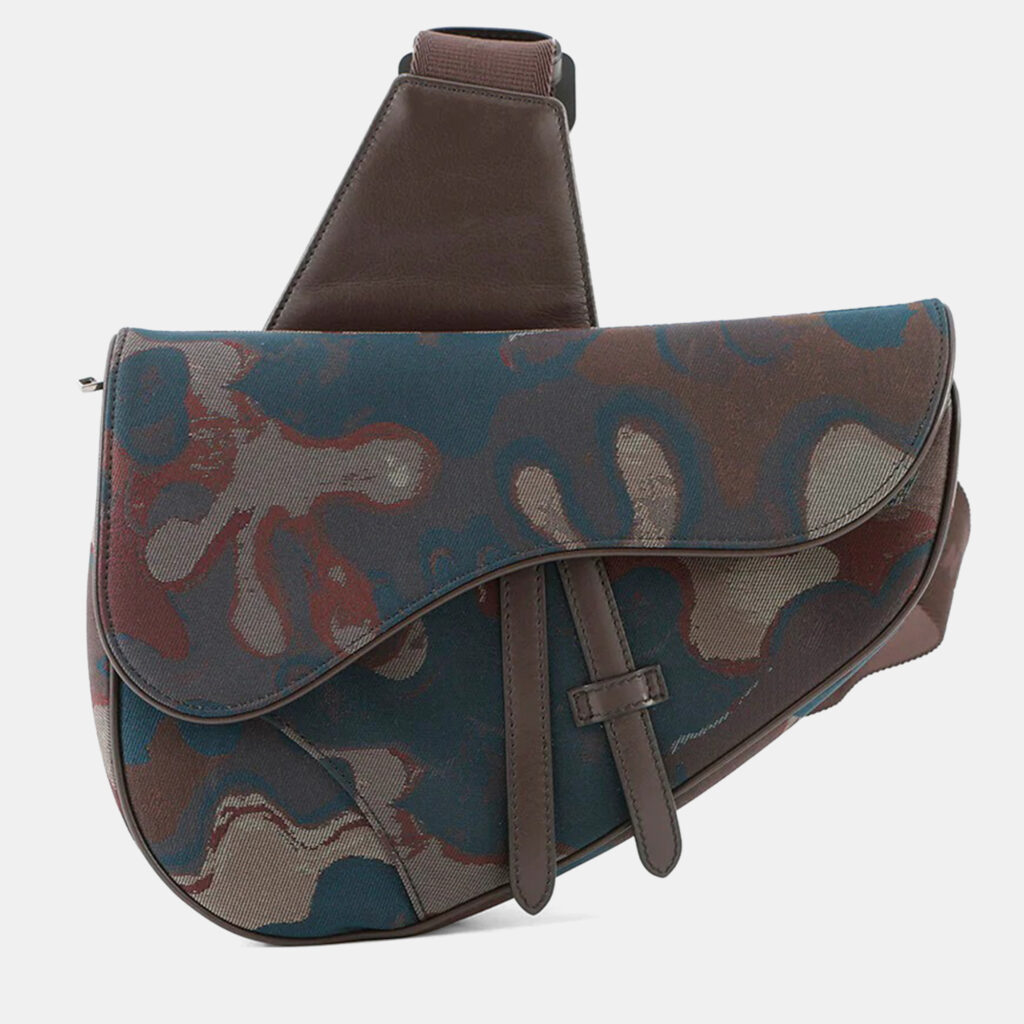 Dior Camouflage Saddle Crossbody Bag Bordeaux/Maru Color Canvas Dior Camouflage Saddle Crossbody Bag Bordeaux/Maru Color Canvas