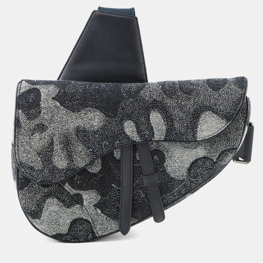 Dior Camouflage Saddle Crossbody Bag Navy Canvas Dior Camouflage Saddle Crossbody Bag Navy Canvas