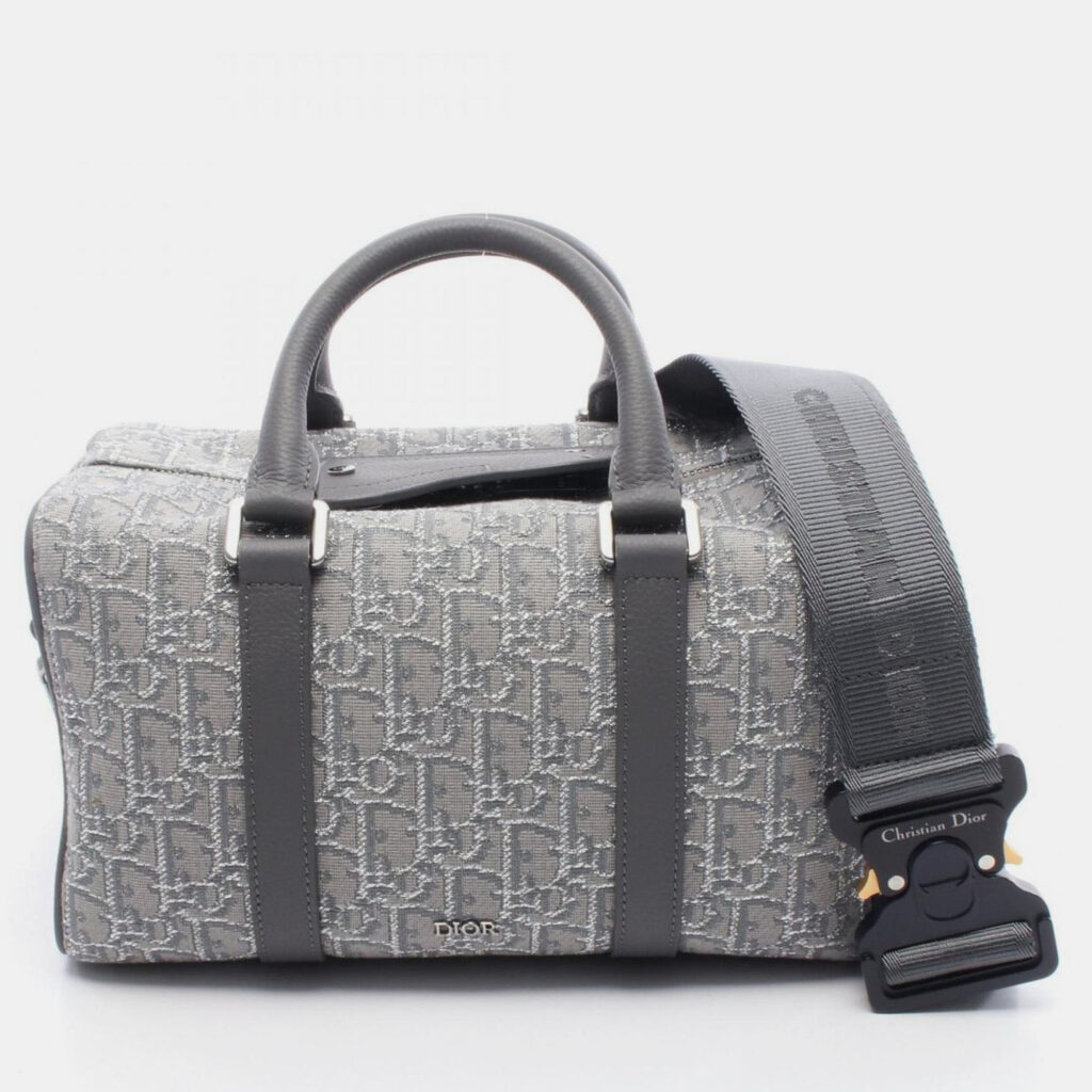 Christian Dior Dior Lingot26 Lango Oblique Gray/Silver Canvas Leather Handbag Christian Dior Dior Lingot26 Lango Oblique Gray/Silver Canvas Leather Handbag