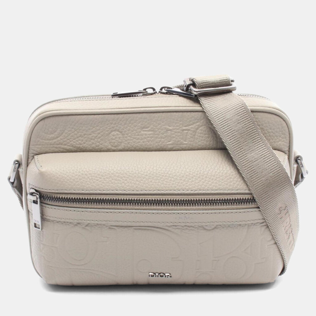 Christian Dior Dior Rider 2.0 Zip Messenger Bag Shoulder Leather Beige Christian Dior Dior Rider 2.0 Zip Messenger Bag Shoulder Leather Beige