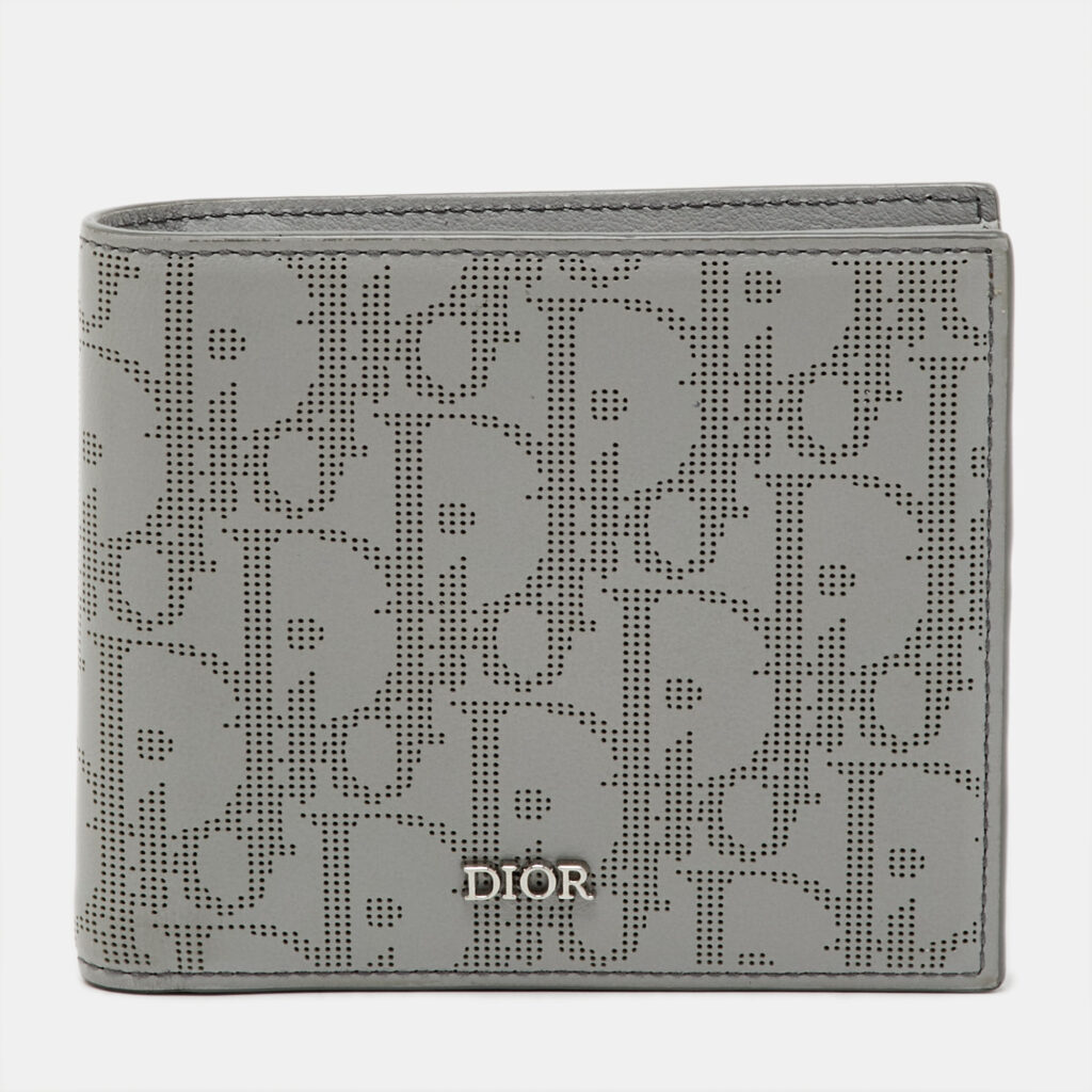 Dior Light Grey Oblique Leather Bi-fold Wallet Dior Light Grey Oblique Leather Bi-fold Wallet