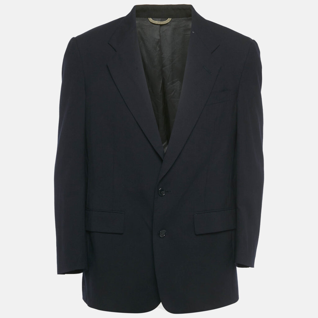 Christian Dior Monsieur Vintage Navy Blue Wool Single Breasted Blazer L