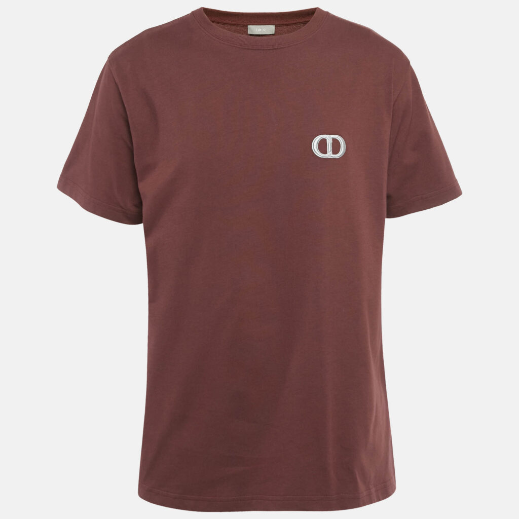 Dior Homme Burgundy CD Icon Embroidered Cotton T-Shirt L
