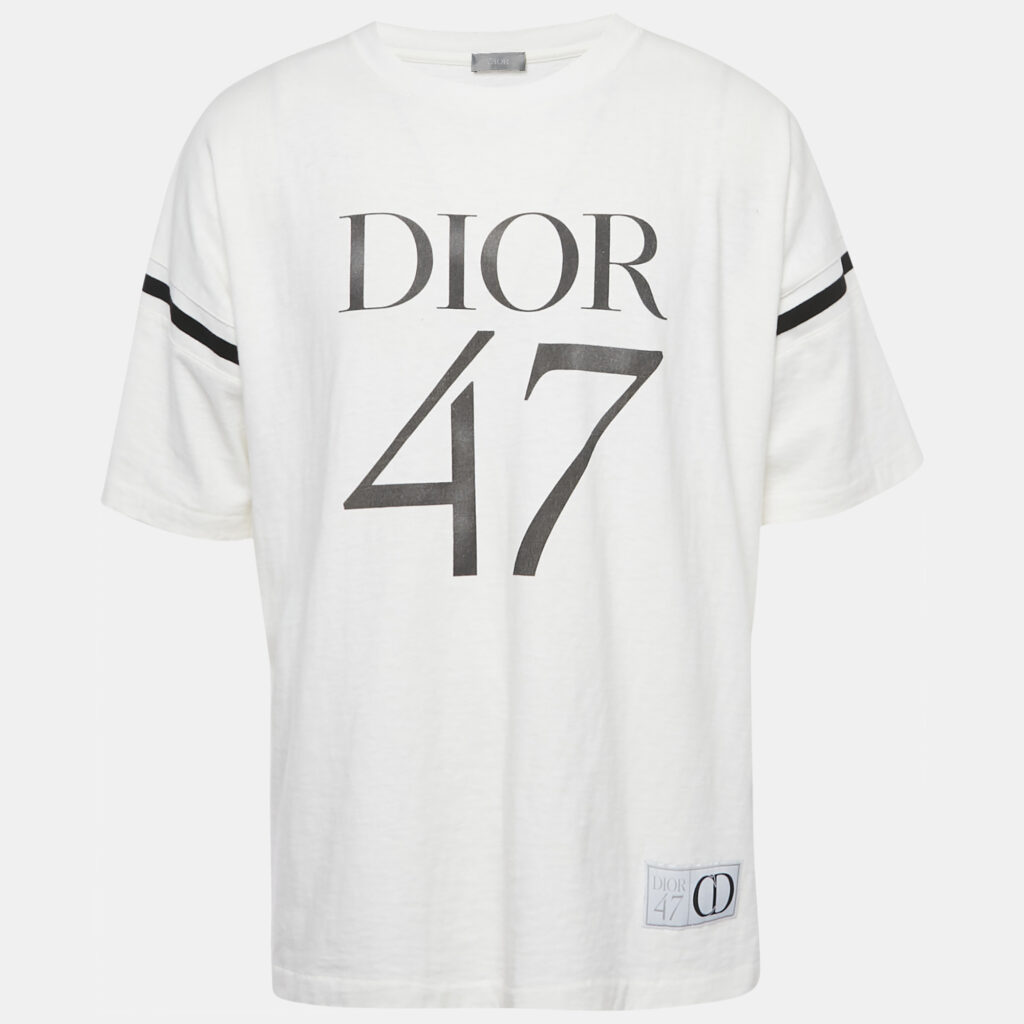 Dior Homme Off White/Black CD 47 Cotton T-Shirt XL