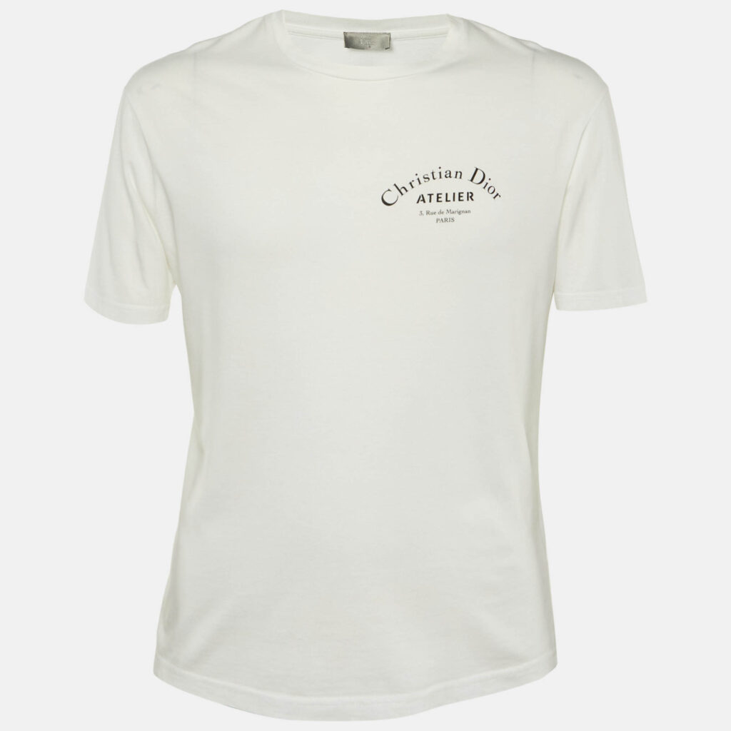 Dior Homme White Logo Printed Cotton Knit T-Shirt S Dior Homme White Logo Printed Cotton Knit T-Shirt S