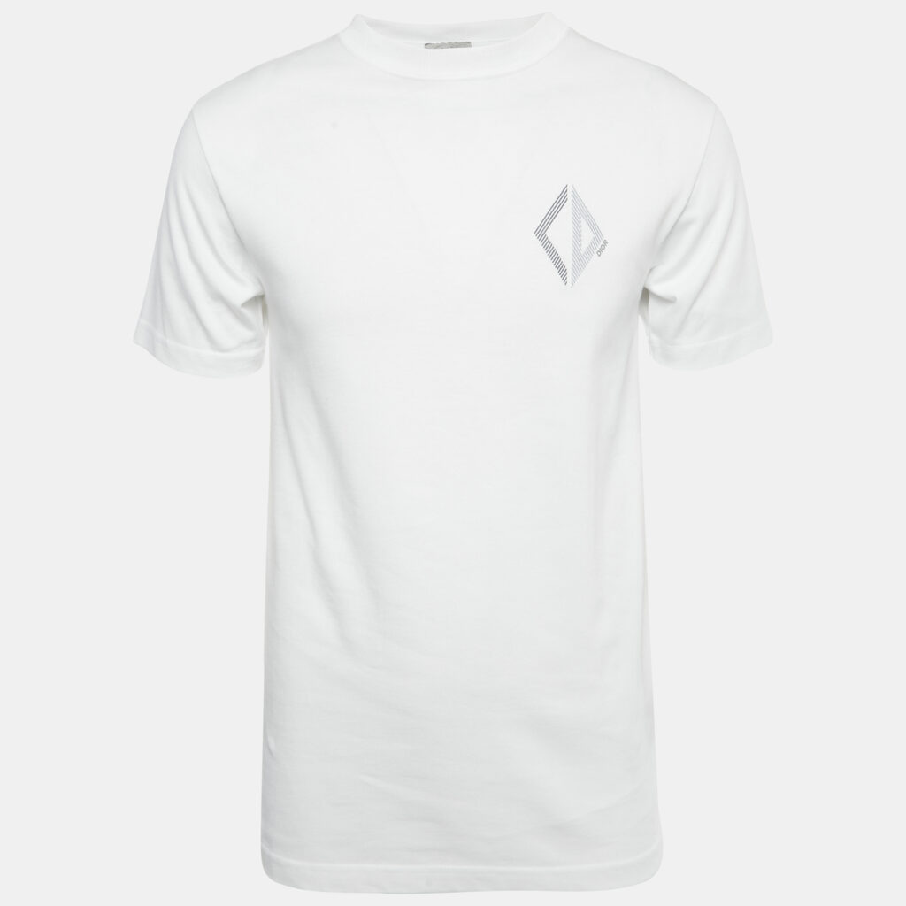 Dior Homme White CD Diamond Embroidered Cotton T-Shirt XXS Dior Homme White CD Diamond Embroidered Cotton T-Shirt XXS