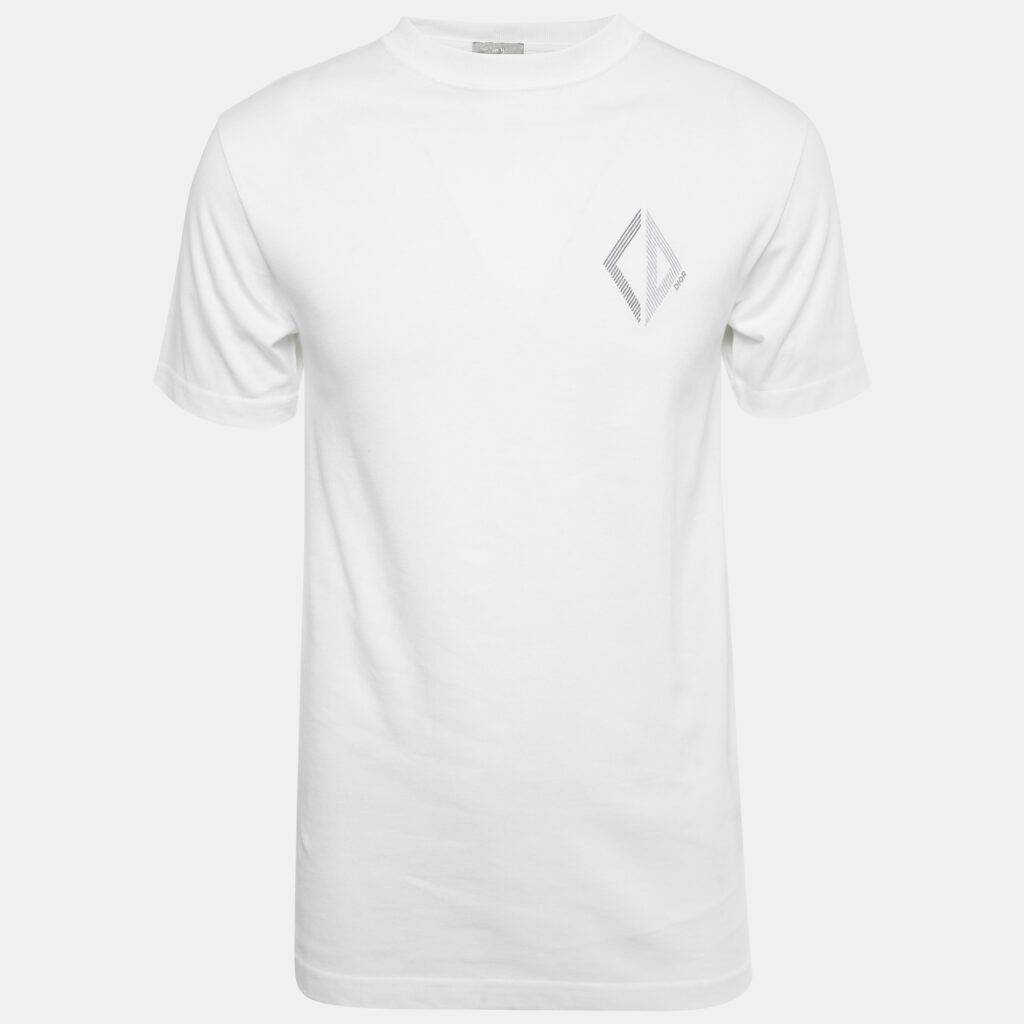 Dior Homme White CD Diamond Embroidered Cotton T-Shirt XXS Dior Homme White CD Diamond Embroidered Cotton T-Shirt XXS
