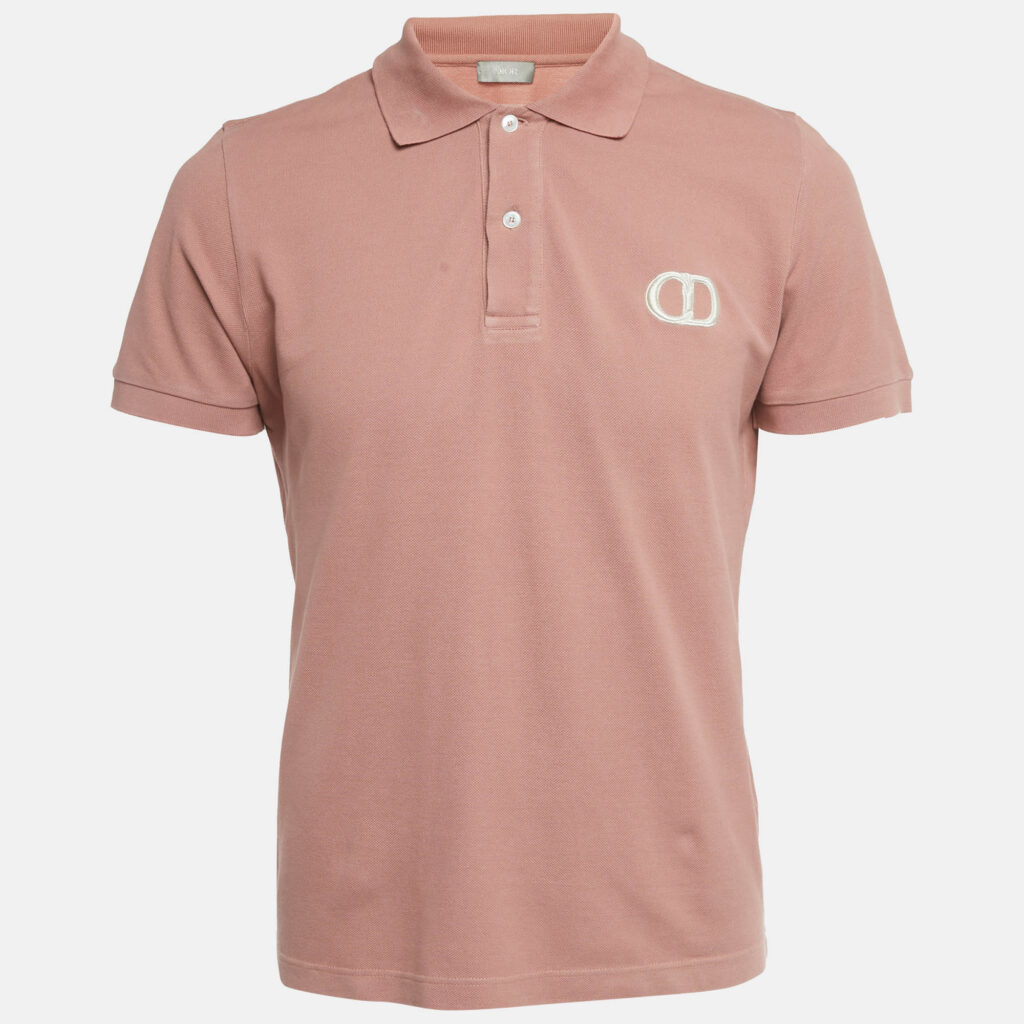 Dior Homme Dusty Pink CD Embroidered Cotton Polo T-Shirt M Dior Homme Dusty Pink CD Embroidered Cotton Polo T-Shirt M