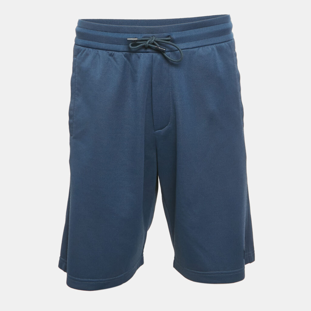 Dior Homme Blue Crepe Logo Applique Shorts XL Dior Homme Blue Crepe Logo Applique Shorts XL