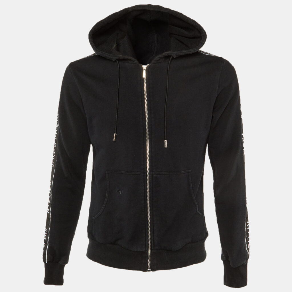 Dior Homme Black Bee Embroidered Cotton Atelier Logo Trim Zip -Up Hoodie S Dior Homme Black Bee Embroidered Cotton Atelier Logo Trim Zip -Up Hoodie S