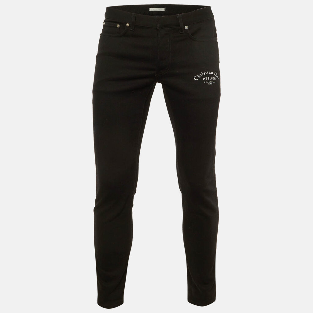 Dior Black Logo Atelier Print Denim Jeans S Waist 32" Dior Black Logo Atelier Print Denim Jeans S Waist 32"