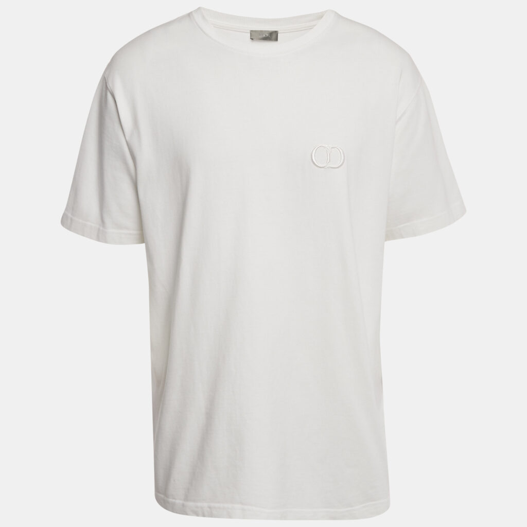 Dior Homme White CD Embroidered Cotton T-Shirt XL