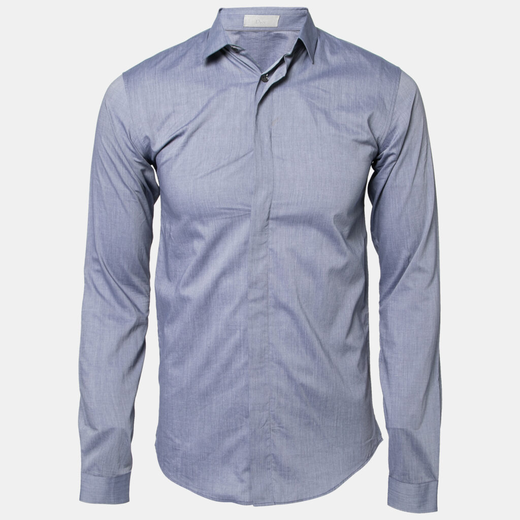 Dior Blue Cotton Button Front Shirt S Dior Blue Cotton Button Front Shirt S