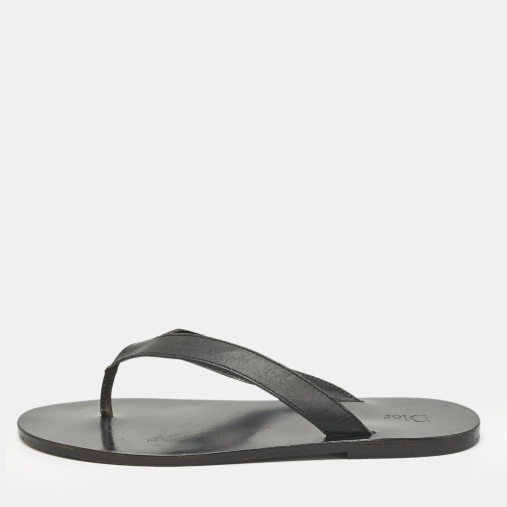 Dior Black Leather Thong Flat Sandals Size 45 Dior Black Leather Thong Flat Sandals Size 45